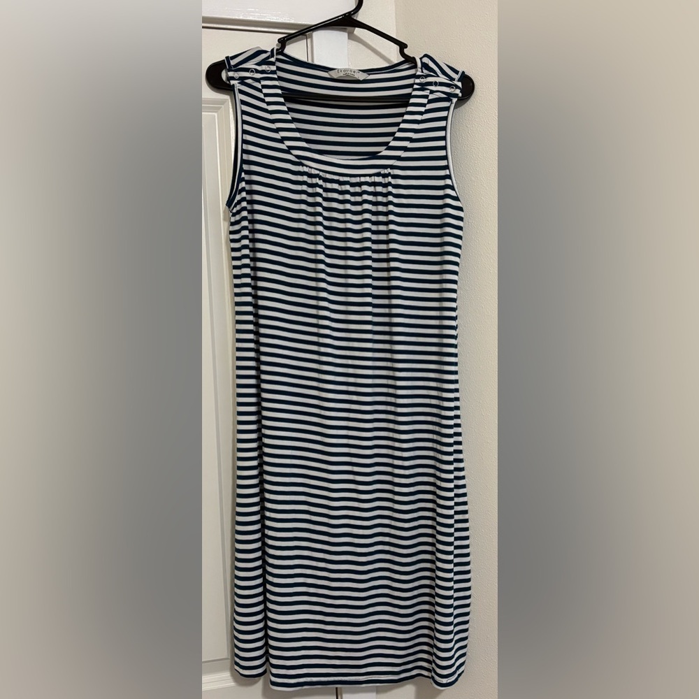 Bearsland Women’s Maternity Nursing Breastfeeding Striped Sleeveless Midi Dress